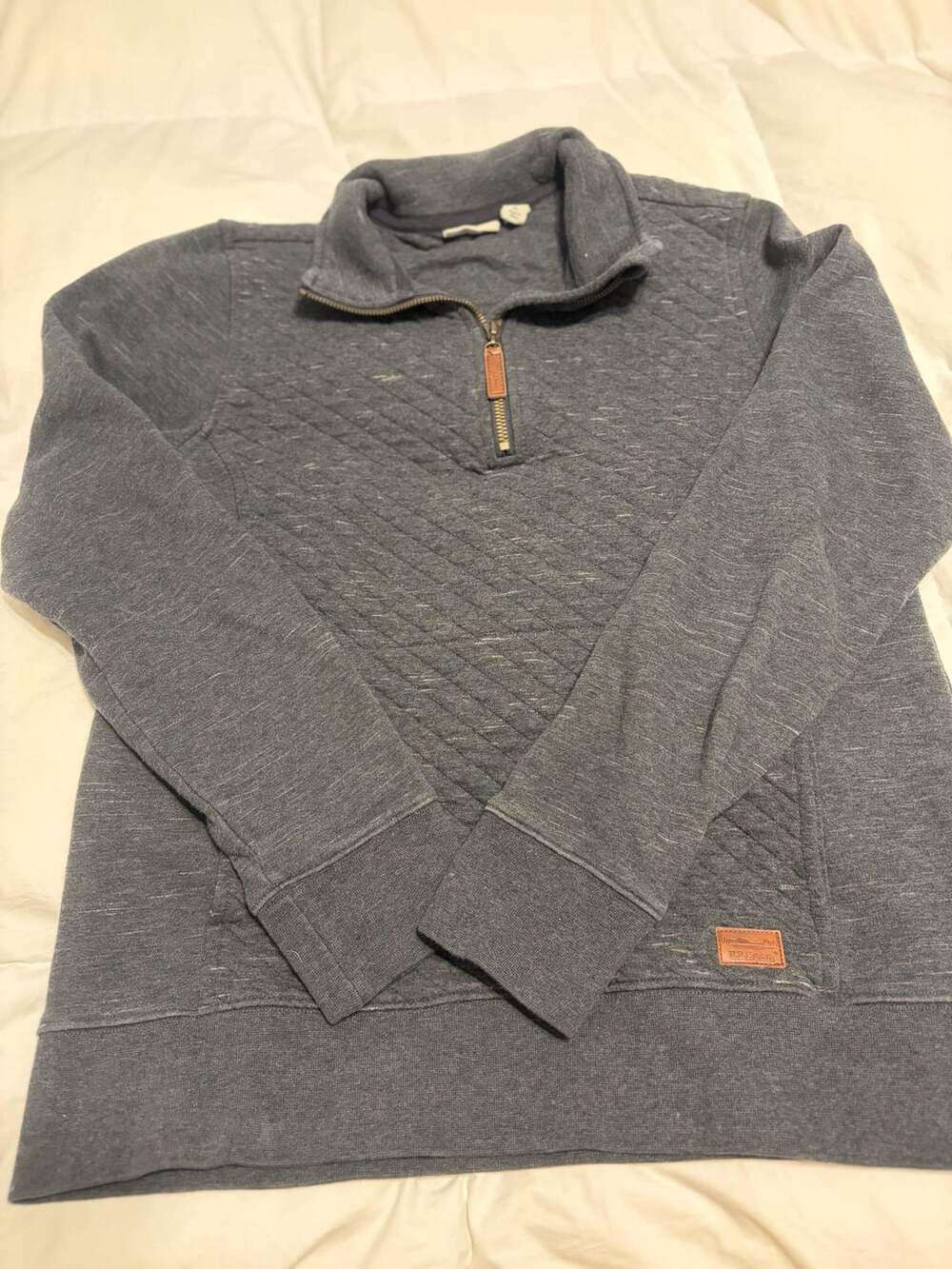 L.L.Bean Quilted 1/4 Zip Pullover Sweatshirt Size S Gray